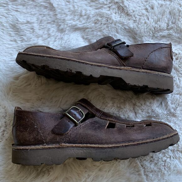 Vintage Eastland Brown Leather distressed Mary Jane’s fisherman loafers USA - Picture 4 of 9